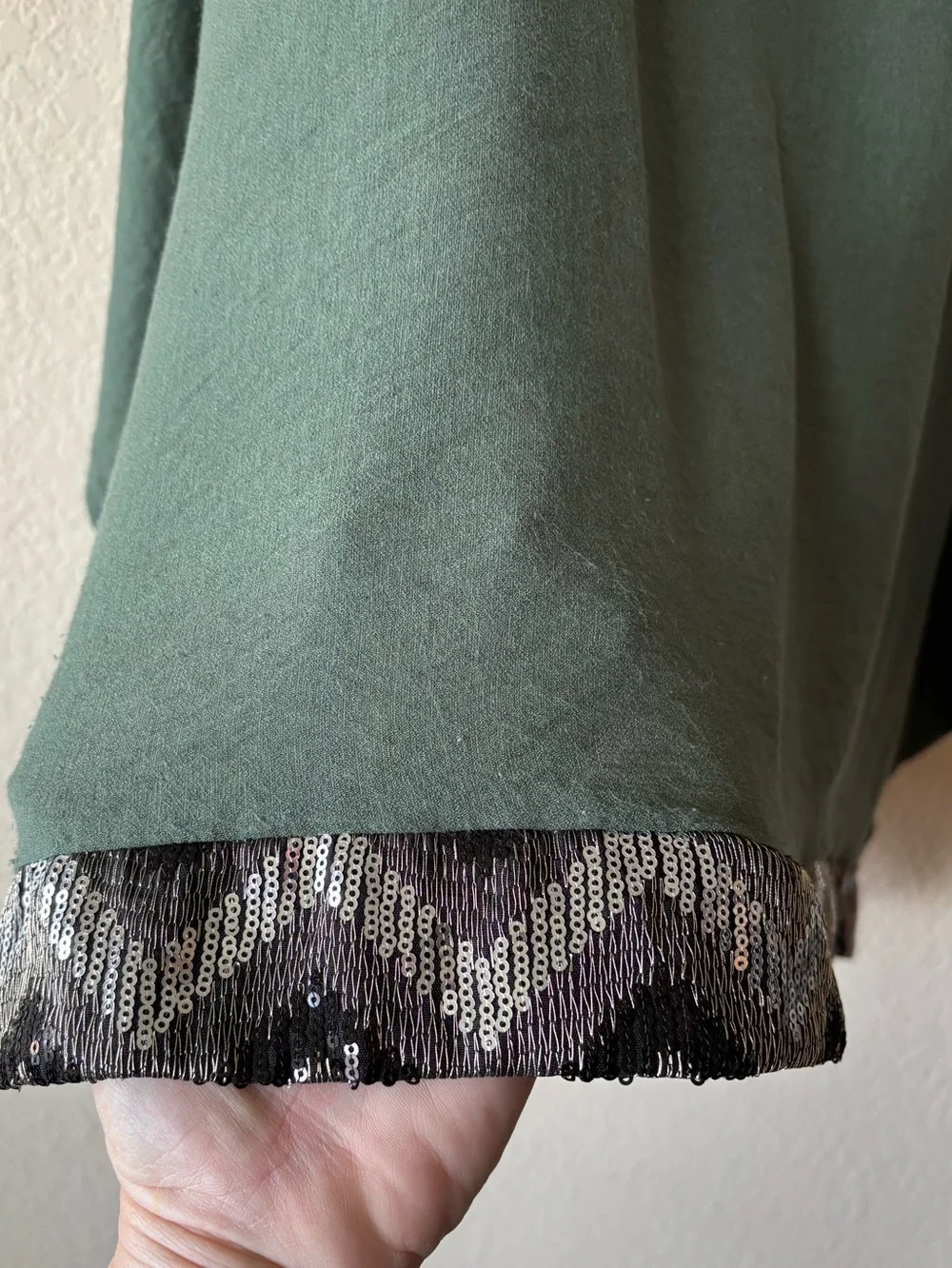 Zara Collection Sequin Chevron Caftan Tunic Poncho‎ Sage Green Oversized